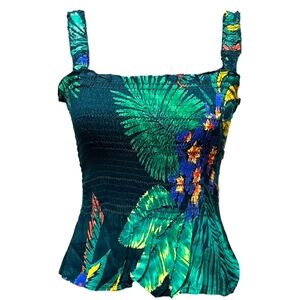 Patrons of Peace Black Floral Leaf Tube Top Crop Women’s Size XS NEW